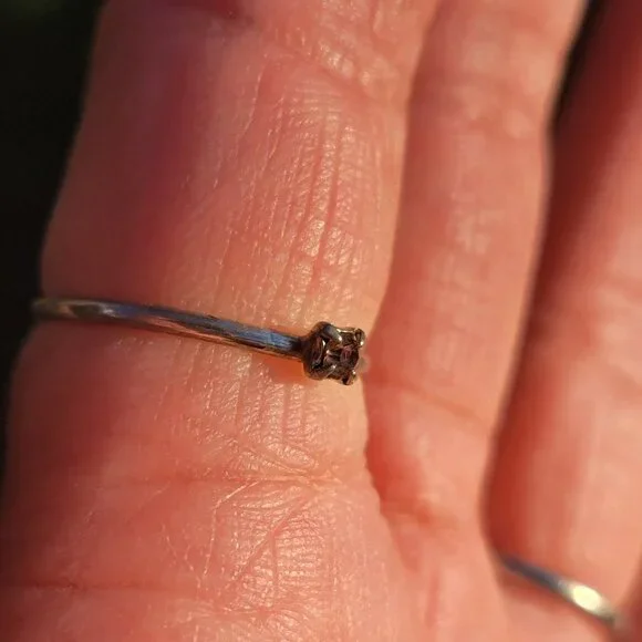 Dainty minimalist smoky topaz stamped STER silver ring - Picture 9 of 15